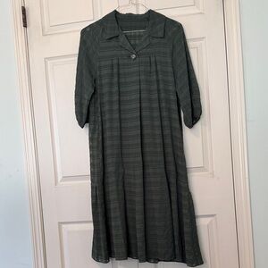 Green Plaid Causal Dress with Slip inside Sz M